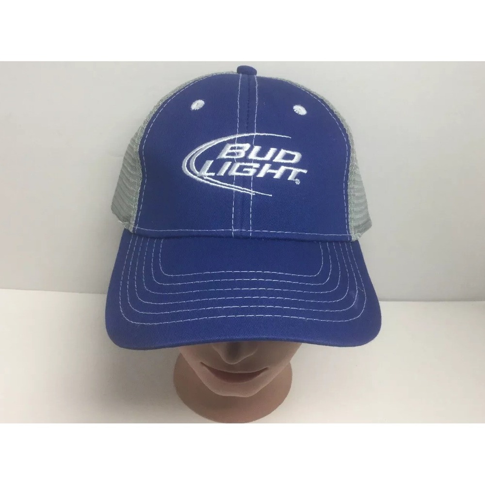K Products Bud Light Beer Hat Mesh Back Snapback Blue Trucker Baseball Cap
